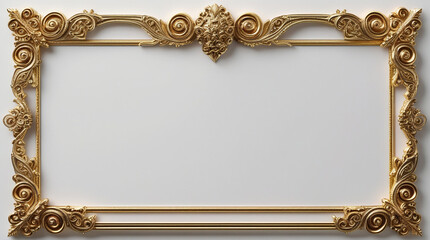 AI generative. Blank of gold frame border royal swirl of vintage style on white background., for certificate, card, wedding, picture and menu. 39