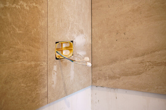 Ceramic tile on kitchen wall