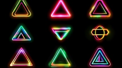 Neon Triangle Shapes Abstract Art Design