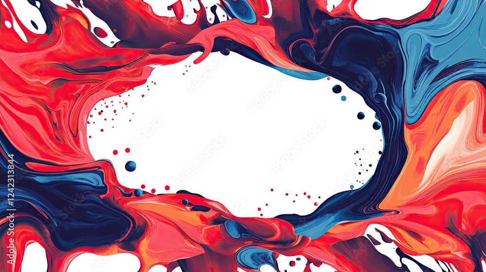 Poster a colorful abstract splash design with a white center for custom text.