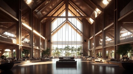 Minimalist warehouse interior with vast open space.