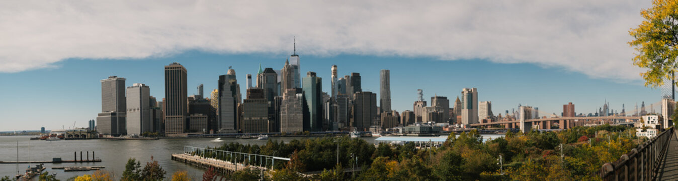 New York View Skyline and Brooklyn Bridge