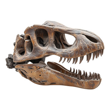 Detailed Fossil Dinosaur Skull  isolated on transparent background