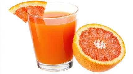 Glass of Grapefruit Juice with Fruit Slice