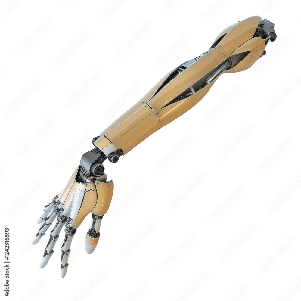 Aufkleber robotic prosthetic arm with intricate mechanical details and sleek design, showcasing advanced techn