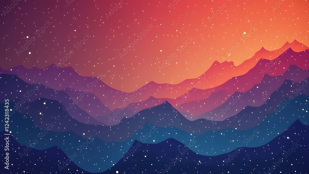 Poster abstract background with mountains and starry sky. vector illustration. generated by ai