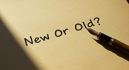 Fototapeta premium New or Old? Concept with Fountain Pen on Vintage Paper 