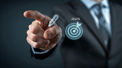New Year concept. Happy 2025. New Year's Day greeting card. New Year's Eve. New year celebration. "2025 Goals" text. New year's resolution. New year celebration. Business on 2025