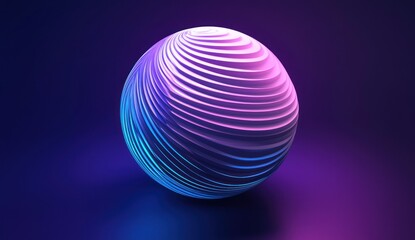 Obraz premium Abstract sphere with vibrant swirling patterns and neon lighting.