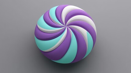 Obraz premium Abstract swirl sphere in purple, teal and white.