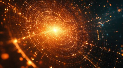 Obraz premium Close up of spirally orange light creating abstract pattern on dark background