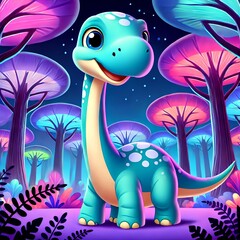 A brachiosaurus in cartoon style illustration