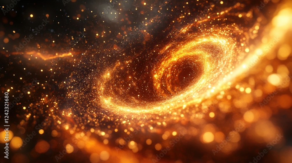 Poster spiral of gold dust swirling in the air creating an abstract and mesmerizing pattern
