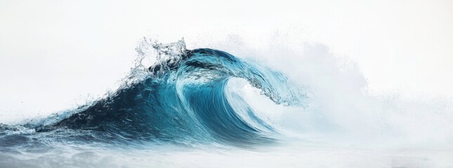 Ocean wave crashing, white background, mist, nature