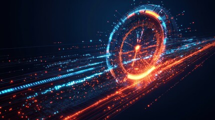 Obraz premium Futuristic HUD interface with glowing trails.