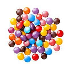 Obraz premium Colorful Candy Pile Sweet Treats Assorted Candies Delicious Confectionery Round Sweets, Transparent Background, Ai Generative Images