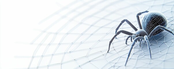 Detailed spider on a web in digital art style.