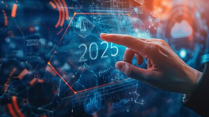 New Year concept. Happy 2025. New Year's Day greeting card. New Year's Eve. New year celebration. "2025 Goals" text. New year's resolution. New year celebration. Business on 2025
