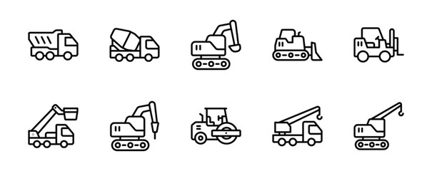 Heavy vehicles icon set vectot