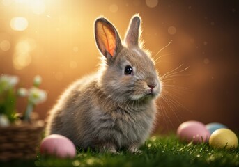 Happy Easter Illustration, Easter Egg with bunny