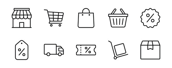 E-commerce, shopping icon set vector