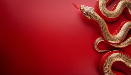 luxury red and gold chinese snake new year background with copy space for text, snake year