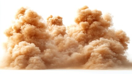 Dust cloud billowing, isolated on white background. Use as graphic for impact