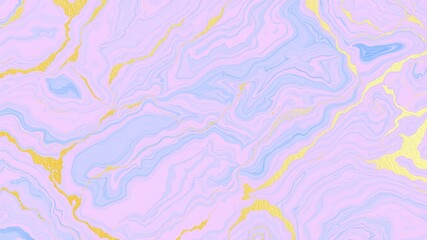 Shimmering Opalescent Canvas: Pale Pink and Blue Marble with Golden Highlights