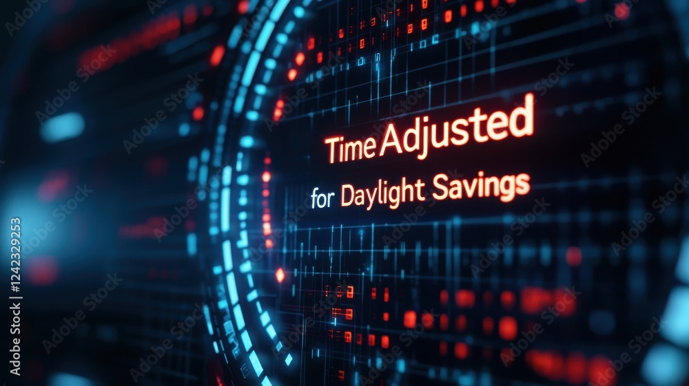Poster digital countdown timer action for daylight savings adjustment virtual space graphic design high-tec