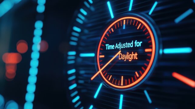Adjusting clocks for daylight savings home office digital display close-up modern time management