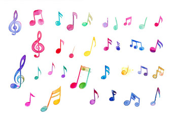 Playful music note illustrations  – for kids and creative use　かわいくてポップな音楽記号の手描きイラスト