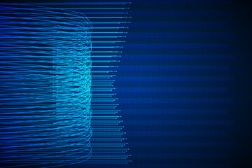 digital lines on the binary code protection technology abstract background.
