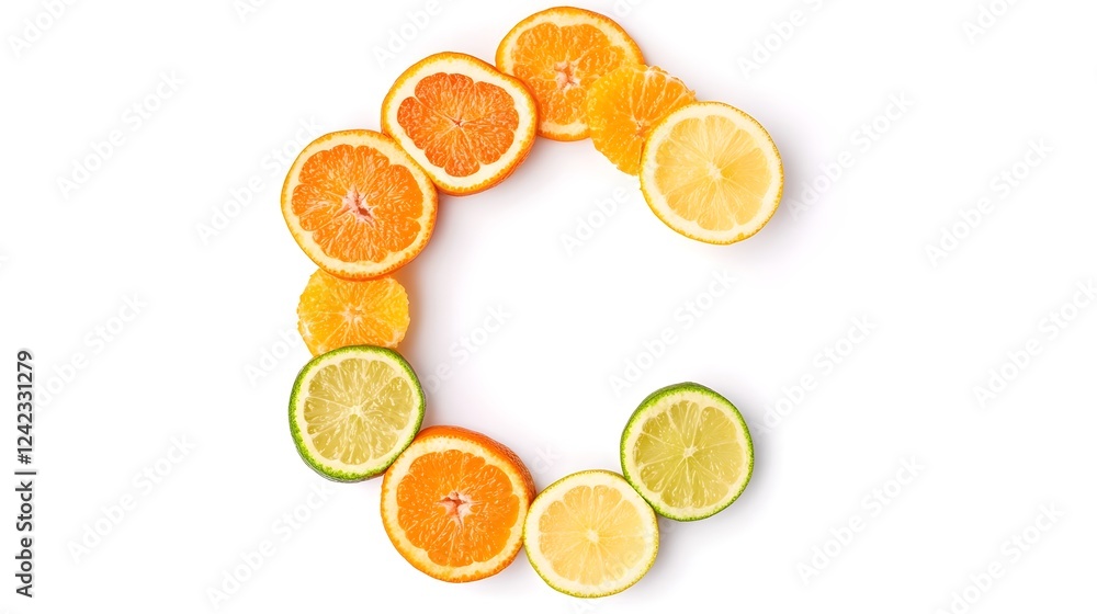 Poster assortment of fresh juicy citrus fruits including lemons oranges limes and grapefruits arranged in a