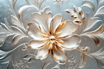 Ornate floral sculpture with white and golden details