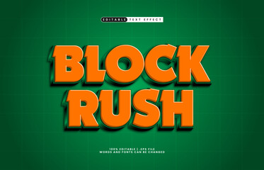 block rush editable text effect with a game and kids text style