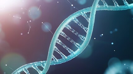 Glowing Teal DNA Helix Abstract 3D Rendering