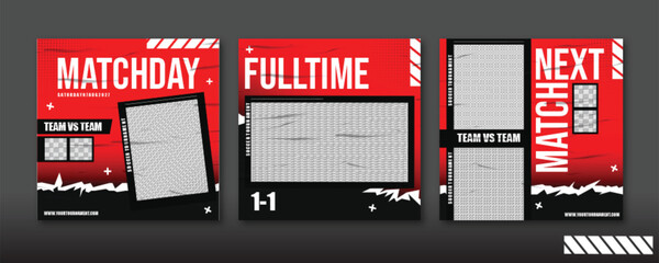 Sport social media post template , Football Match day , Full time , Next match	