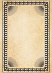 Old grunge paper background with decorative vintage border.