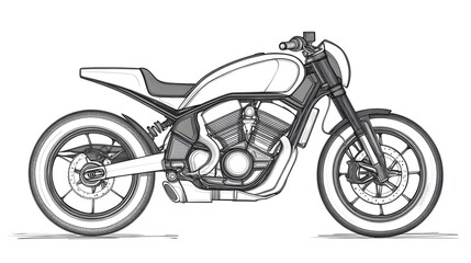 Obraz premium Sleek Futuristic Motorcycle Outline Drawing for Digital Art and Design