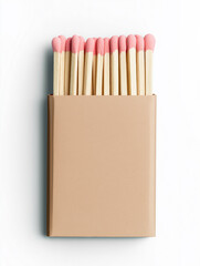 Neatly Arranged Pink-Tipped Matches in a Minimalist Cardboard Matchbox