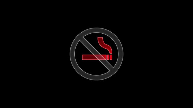 no smoking sign icon warning symbol neon lights.no smoking icon with dynamic red neon linesNo Smoking neon signboardanimation of NO SMOKING sign