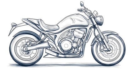 Fototapeta premium Stylish Motorcycle Outline Drawing for Creative Coloring and Design