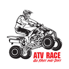 ATV Racing sport vector illustration, perfect for t shirt design and competition event logo	