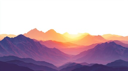 Obraz premium Majestic Sunset Over Mountain Range with Vibrant Colors and Serene Atmosphere