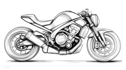 Obraz premium Stylized Motorcycle Outline for Kids Coloring Activity