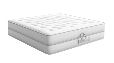 PNG, Bed. White mattress, isolated on white background, created using Generative AI technology.