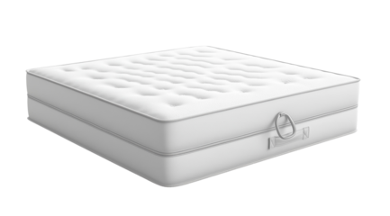 PNG, Bed. White mattress, isolated on white background, created using Generative AI technology.
