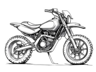 Outline Drawing of Motorcycle for Kids Coloring and Learning
