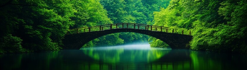 Serene Green Landscape with Bridge