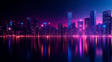 Naklejka premium Stunning Neon Cityscape at Night